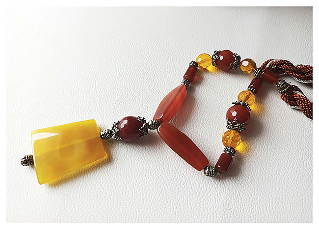 Collier Citrine Agate Grenat