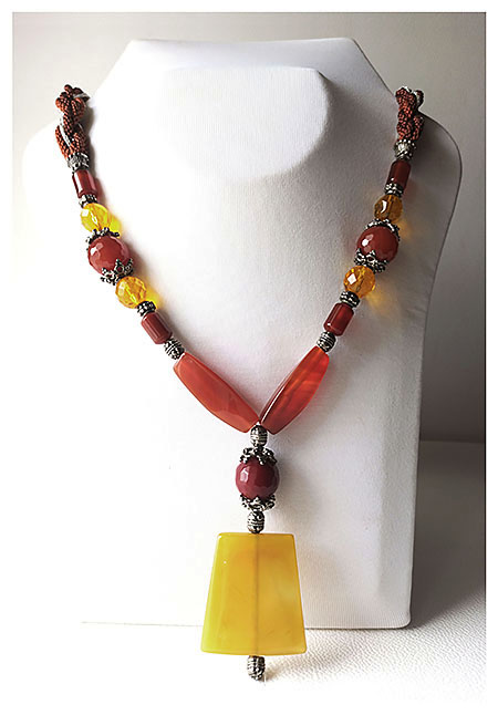 Collier Citrine Agate Grenat