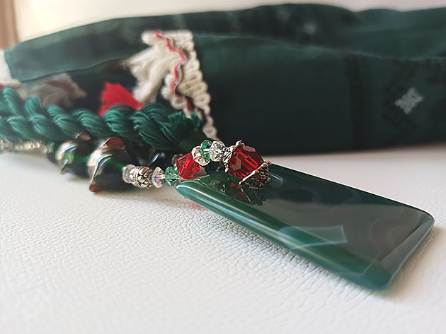 Collier Agate Vert Verre émaillé