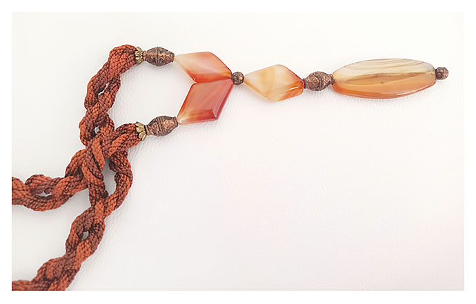 Necklace Carnelian Stone Metal Copper and Gold