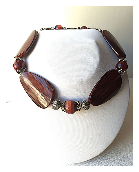 Necklace Resin effect Wood Brown